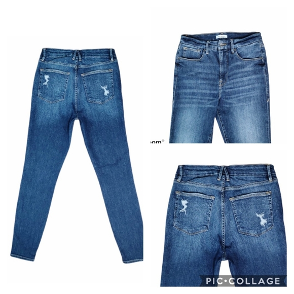 Good American Denim - Good American High Rise Distressed Blue Jeans 8/29
